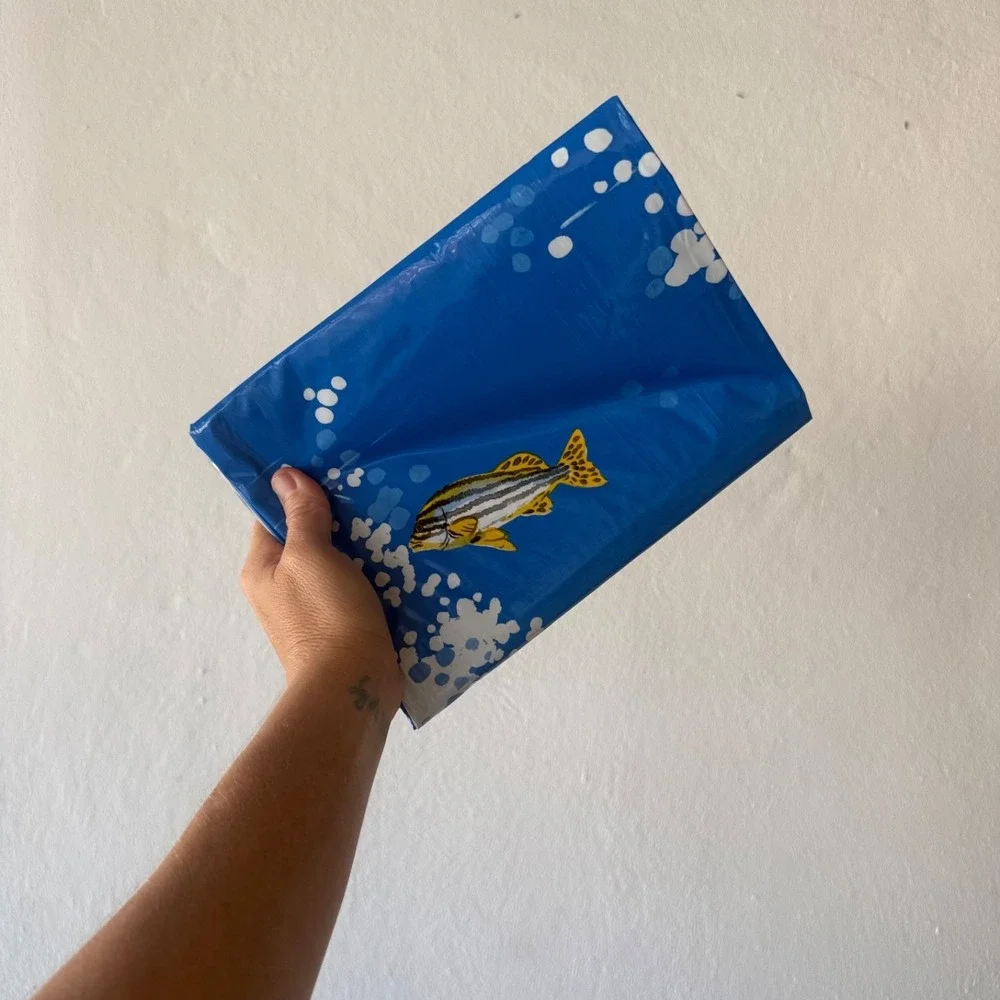 Vintage Dolphin Fish Plastic Shower Curtain‎ Blue Ocean Bathroom Decor NOS